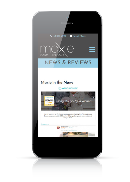 Moxie Events - web design