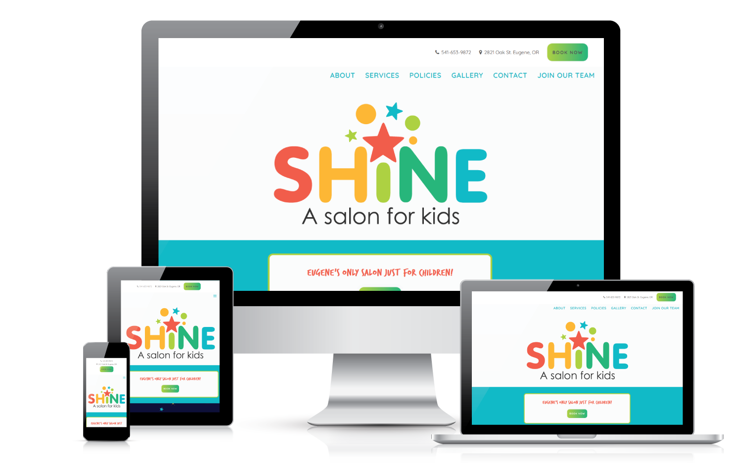 Shine A Salon for Kids | web design | all devices